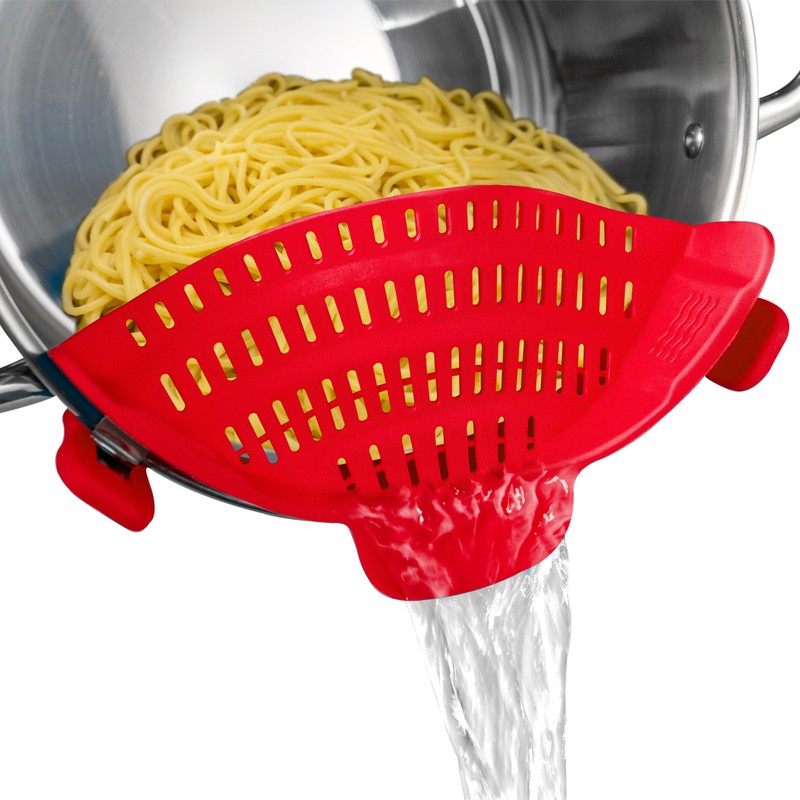 Clip-On Silicone Pot Strainer for Pasta, Vegetables & More –