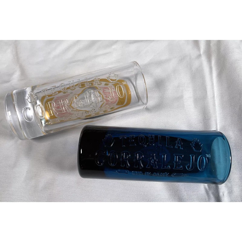 2 New Corralejo Tequila Tall Shot Glasses 3 oz Silver