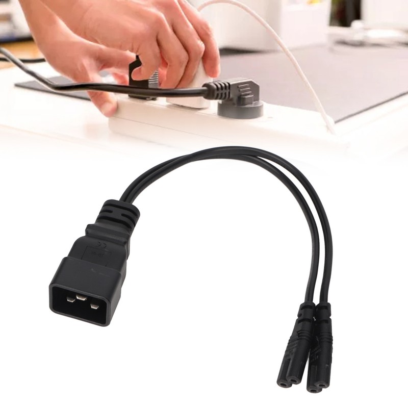 Dual IEC320 C7 to C20 Cord Universal Y Power Splitter