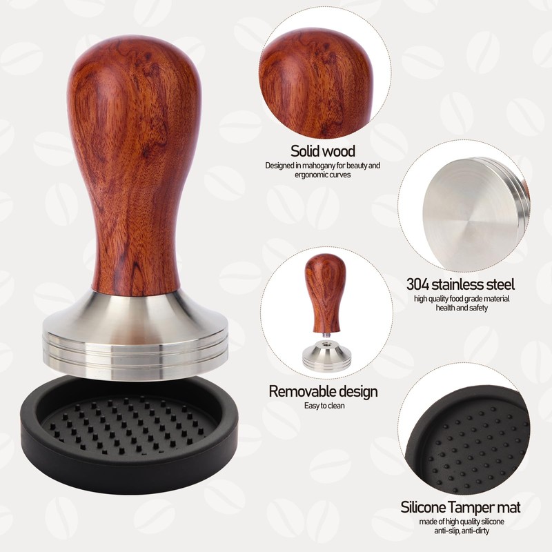 Abeskch 53mm Espresso Tamper Kit, Hard Wood Espresso Tamper Tool