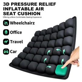 Quintin Travel Cushion,3D Air Cell Inflatable Air Seat Cushion with Storage Bag, Portable Travel Comfort Pad for Car, Office Chair, Wheelchair (Khaki)