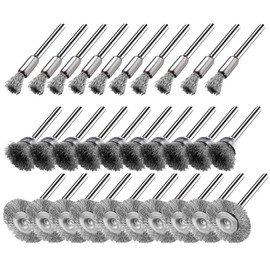 30 Pieces Stainless Steel Wire Brushes, Mini Wire Brush Polishing Wheel Kits for Dremel Rotary Tools (1/8 Inch Mandrel)