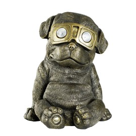 Zedazoom Large Garden Statue Dog Solar Lamp Succulents with LED Light 15" Dog Sculpture Courtyard Balcony Home Decoration