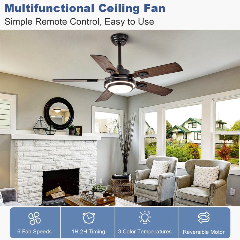 Depuley 42-Inch Ceiling Fan with Light: Walnut Ceiling Fans with