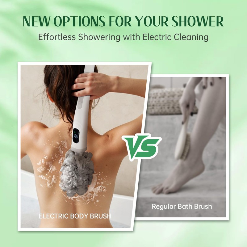 Pecait Electric Body Brush, African Bath Sponge Back Scrubber for