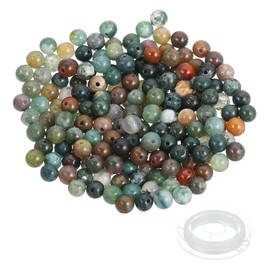 PATIKIL 4mm Indian Agate Beads, 200 Pcs Round Natural Gemstone Smooth Stone Beads Turquoise Genuine Stone for Bracelet Necklace Jewelry Making DIY
