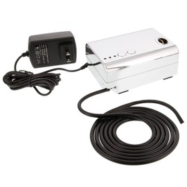 Belloccio Quiet Mini Airbrush Compressor with 6 Foot Hose - 3 Airflow Settings, Chrome Color, Airbrush Holder - Ideal for Makeup Cosmetics, Sunless Spray Tanning, Temporary Tattoos, Cake Decorating