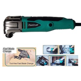 Oscillating Tool/Multi Tool - FastCrat PRO Model JD2545U-K Corded High End 5 Year Warranty 5.0A PEAK Rated 2.4A/Keyless/6 Speeds/Fast Carbon Brush Replacement/3-4 Angles Cut - BULK