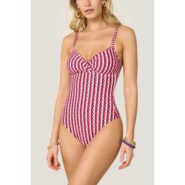 Goldenpoint Damen-Badeanzug Circus – Einteiliger Badeanzug mit Dreieck mit herausnehmbarer Polsterung und verstellbaren Trägern aus Mikrofaser, geometrisches Muster, mehrfarbig, mehrfarbig, 90B