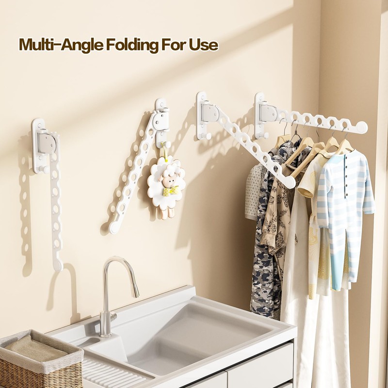 Deasolin Wall Mounted Clothes Drying Rack, Laundry Clothes Hanger Rack