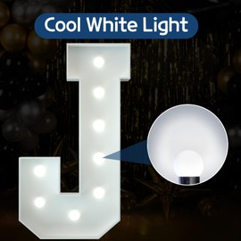 imprsv 3FT Marquee Light Up Letters, Cool White Light Up Letters J, Large Marquee Letters for Party Decorations, Lighted Letters, Letters With Lights for Decor, Birthday Wedding Decor