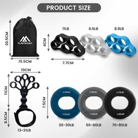 flintronic Grip Strength Trainer, Forearm Strengthener 11-Piece Kit, Hand Exercise Balls, Finger Therapy Squeeze Balls, Hand Grip Strengthener