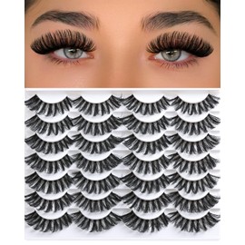 FenBair Lashes False Eyelashes Natural Wispy Fake Lash Strips 100D Big Long 18mm Strip Lash Clusters Cat Eye Volume Mink Eyelash Pack Fluffy Eye Lashes Natural Look Short Cateye Full Pestañas Sets