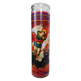Staci19 Saint Michael Archangel (San Miguel Arcangel) Red Pillar Devotional Candle