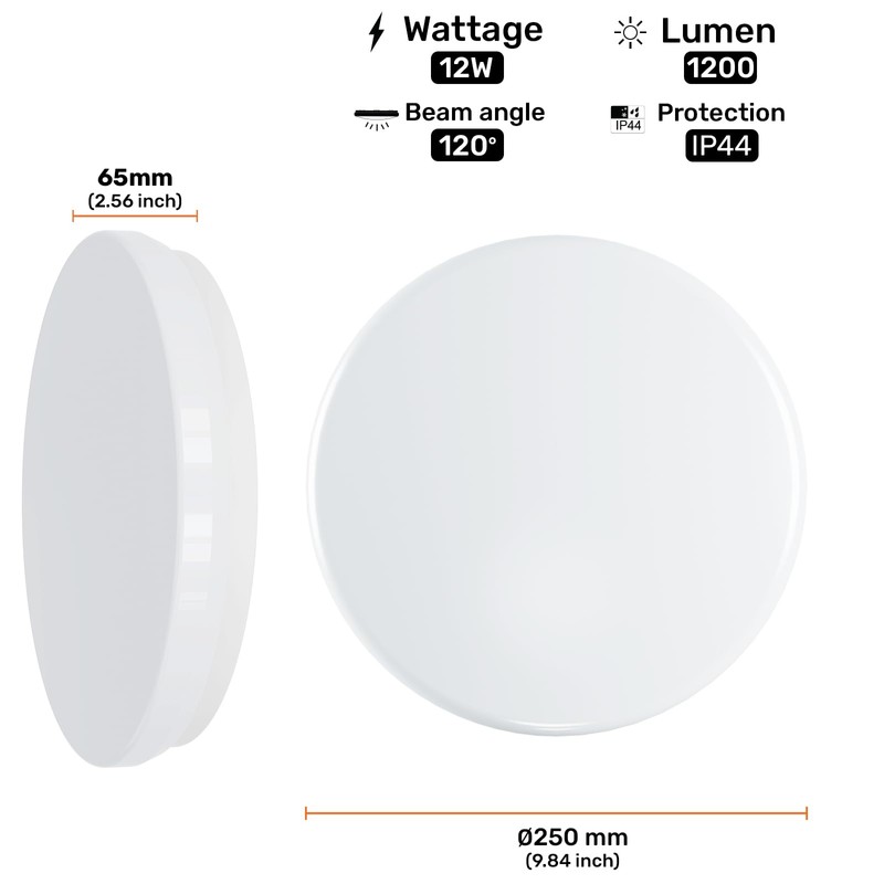 paul russells 12W LED Ceiling Light, 1200lm, Natural Cool White