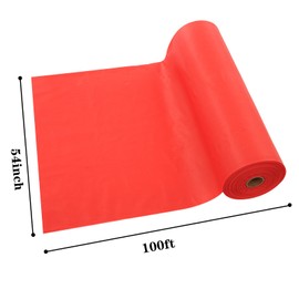 WDF 54 Inch X 100 Feet Red Plastic Table Cover Roll with Cutter Box - Christmas Red Plastic Table Cloth Disposable-Table Cloth Roll Perfect for Parties, Weddings,Thanksgiving,Christmas Day