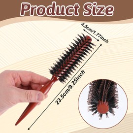 LIQWEI Small Boar Bristle Round Brush, Small Round Brush, Boar Bristle Hair Brushing, Roll Brushes for Blow Drying, Travel Brushes for Women for Wet or Dry Hairs for Styling Short, Fine Hair