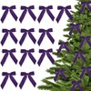 LiBongTa 3.5" Purple Pre Tied Bows Velvet Ribbon Bows, Gift