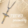 OIDEA Men's Jesus Cross Necklace: Jesus Crucifix Pendant with Wheat