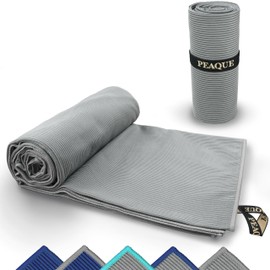 PEAQUE Microfibre Towel with Structure - Lightweight, Compact, Quick-Drying, XL - Bath Towel, Travel Towel, Sports Towel - Grey, 120 x 60 cm