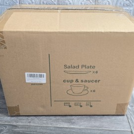 HOMBENE DINNERWARE NOT ONLY FOR DINNER 18 Pc. HOMBENE Ceramic Salad Plates, Cups & Saucers. New