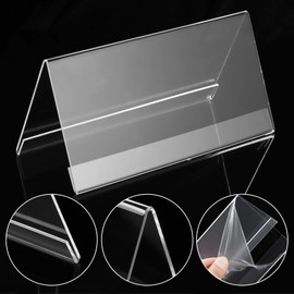 Risedot 12 Pack Acrylic Name Plates for Desks, Horizontal Slant Back Sign Holder, for Table Display