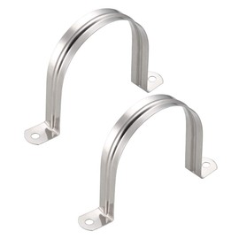 TA-VIGOR 2Pcs Rigid Pipe Straps, 90mm 2 Holes Stainless Steel Tension Tube Clip Clamp, Heavy Duty Conduit Clamps for Pipe Tube Wire Fixing, Laying Plumbing, Electricity, Exhaust