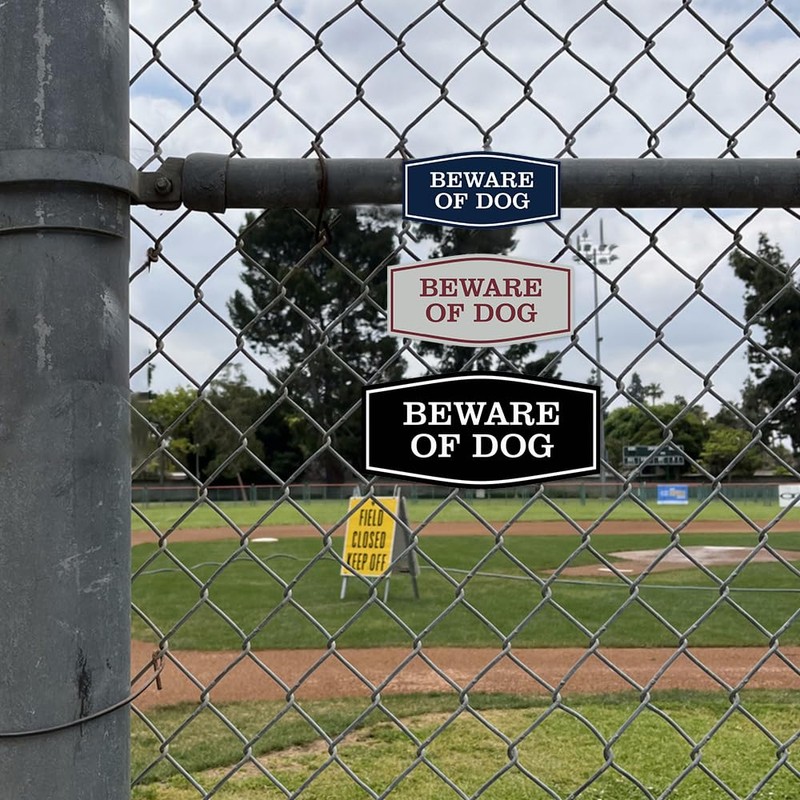 Fancy Beware of Dog Sign (Black/Gold) - Medium