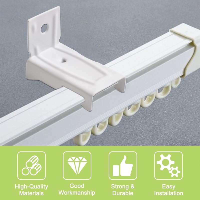 UFURMATE Wall Mount Curtain Track Bracket, 20Pcs Stainless Steel Bendable