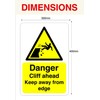 Danger cliff ahead keep away from edge sign - 3mm