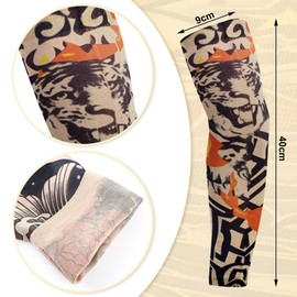 RYMAUP Set of 10 Styles Tattoo Sleeves for Men, Set of Leg Warmers, Tattoo Arm Stockings, Sleeves, Temporary Arm Warmers, Women's Covers, Stocking, Arm Carnival, Sports Protection, Sun Protection,
