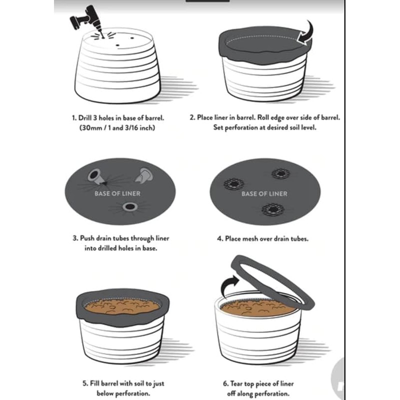 OAKENZ Oak Barrel Planter Liner Kit