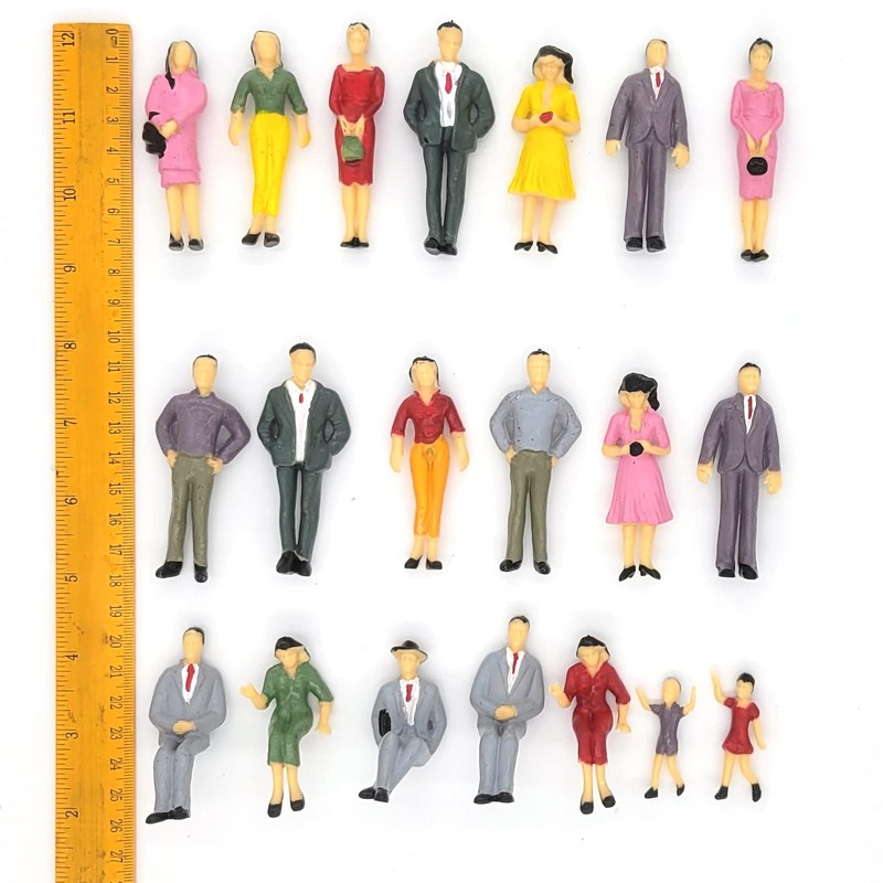 CWBPING 20pcs Model Train G Scale Street Figures 1:25 Painted