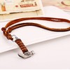 ODETOJOY Hollow Cubic Brown Genuine Leather Pendant Necklace Geometric Dice