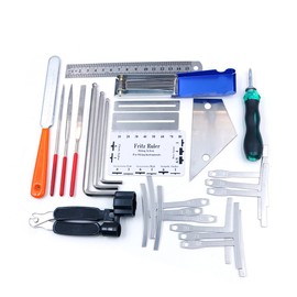 Alnicov Guitar Repairing Tools Kit,25Pcs Guitar Setup Kit Including String Ruler Gauge Measuring Tool Hex Wrench Files Fingerboard Guard Understring Radius Gauges Guitar Fret Rocker Leveling Set