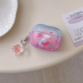 QYFZXLV Cover for Airpods Pro 2nd/1st Generation with Key Chain,Cute Cartoon Funny Creative Pattern Design Earbuds Case for Air pod pro/pro2 (Goldfish)