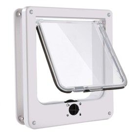 URBEST Cat Doors,(Upgraded Version) Magnetic Pet Door with 4 Way Rotary Lock for Cats, Kitties and Kittens (Large, White)