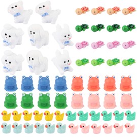 LALASTYLE 64PCS Mini Resin Animals, Tiny Toy Resin Tortoise, Dogs, Frog, Duck, Colorful Tiny Animals for DIY Miniature Garden, Dollhouse, Mini Landscape Home Decoration