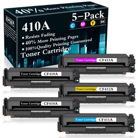 5-Pack (2BK/C/Y/M) 410A | CF411A CF412A CF413A CF410A Toner Cartridge Replacement for HP Color Laserjet Pro M7FP M477fdn M47fdw M477fnw M452dn M452dw M452nw MFP M377dw Printer,Sold by TopInk