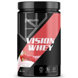 Neosupps Vision Whey Protein Powder Flavour: Strawberry, High-Quality Protein with Additional Lactase, as well as Digestive Enzymes Bromelain and Papain for Optimal Absorption