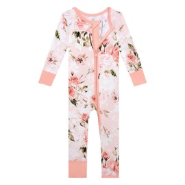 Posh Peanut Convertible Baby Sleepers - Footless Baby Pajamas with 2 Way Zipper for Easy Diaper Changes (6-9 Months) Vintage Pink Rose