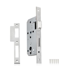 Bwintech Satin Nickel 7250 Mortice Lock Stainless Steel Euro Hole for Interior Doors and Bathroom Doors, Pack of 1