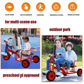 Kids Tricycle for Preschool Playground, Daycare Toddler Tandem Trike, Children Double Seat Bike with Passenger Seat, Outdoor Playground Equipment Tricycles
