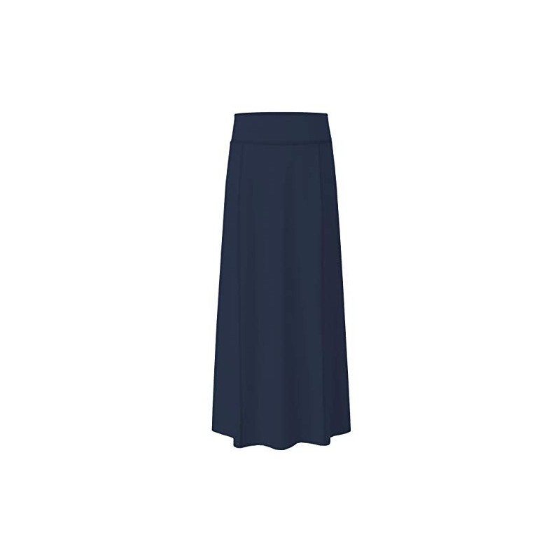 Baby'O Women's Basic Stretch Cotton Knit Panel Maxi A-Line Skirt,