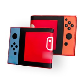 Retro Gamepad-Inspired Boys Wallet - Silicone Surface Material with Classic Game Gamepad Design, Multiple Card Slots and Coin Pocket - Video Game Kids Wallet in Red and Blue
