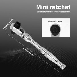 NQEUEPN 1/4" Drive Flex Head Ratchet, 2 in 1 Flex Head Ratcheting Wrench Stainless Steel 72-Tooth Dual Socket & Bit Driver Reversible Switch Mini Micro Ratchet for Automotive, Industrial