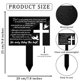 Memorial Stake Markers for Cemetery Grave Sympathy Acrylic Plaque for Outdoors Yard Garden Decoration God Only Takes the Best (Pigeon-Cross)