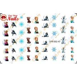 Christmas Olaf, Anna and Elsa (Ver.2) Clear waterslide Nail Art Decals (Tattoos) by One Stop Decals.