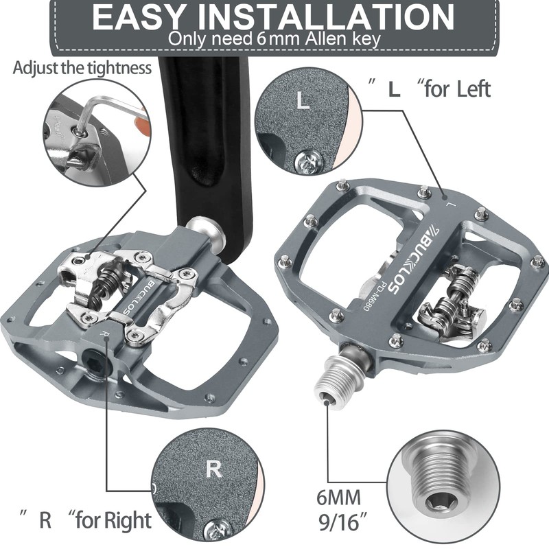 BUCKLOS SPD Pedals PD-M680 Mountain Bike Clip in SPD Flat