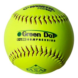 Worth | Slowpitch Softballs | USA / ASA Approved | 12 Count | 11” | Optic Yellow - Green Dot - Synthetic Leather Cover